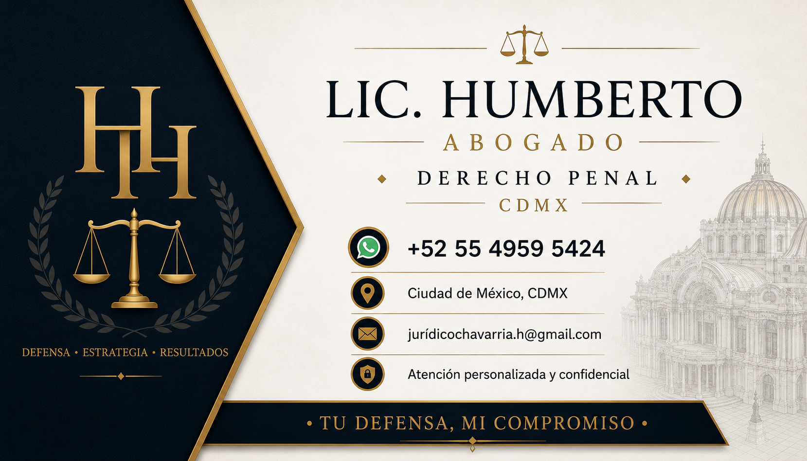 Tarjeta de presentación - Lic. Humberto, Abogado Penalista